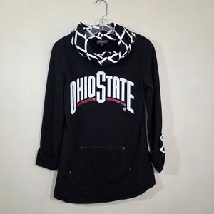 Gameday Couture Women Ohio State Cowl Neck Tunic Roll Tab Sleeve Black Medium